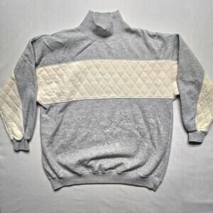 Vintage Cheetah Mervyns Sweater Large Gray White Quilted Pullover 90s Retro